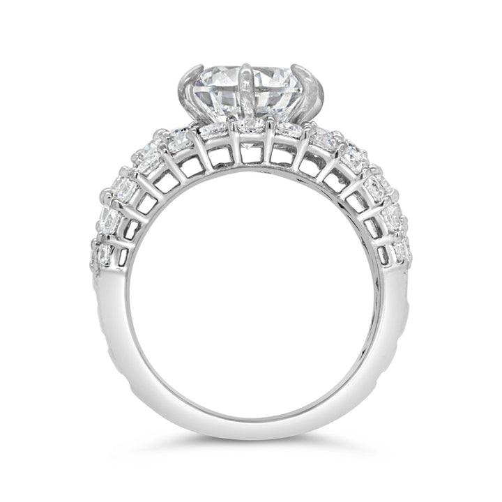 Wide Band Claw Prongs Diamond Engagement Ring - GSR10364