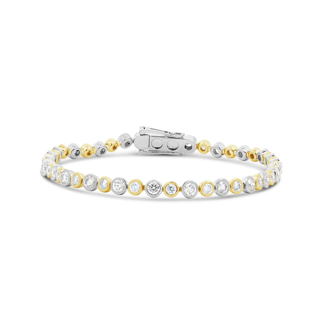 18K White & Yellow Bezel Set Diamond Bracelet - The Diamond Guys
