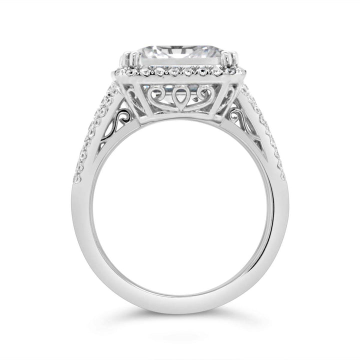 Three Row Engagement Ring with Diamond Halo - YJM6577R