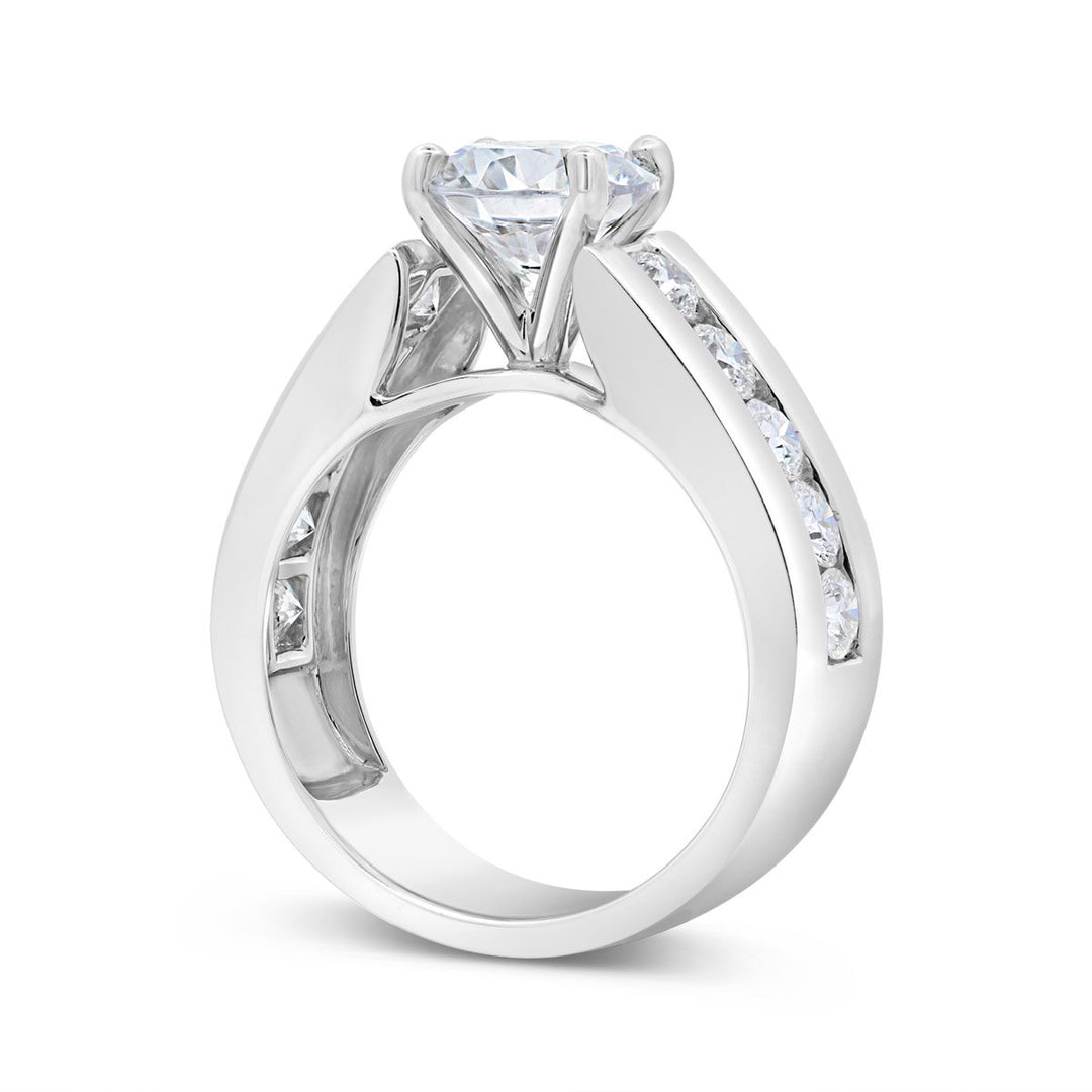 Wide Band Channel Set Diamond Engagement Ring - MR23377