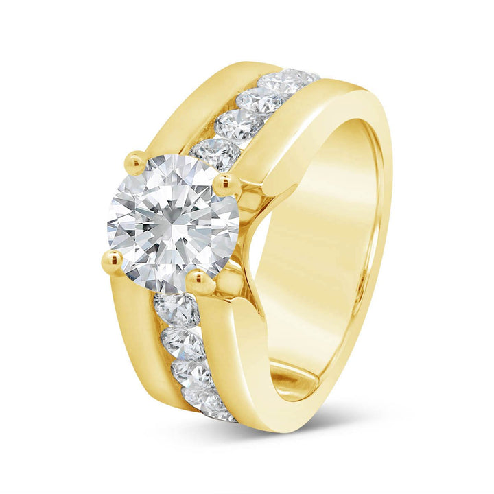 Wide Band Channel Set Diamond Engagement Ring - MR23377