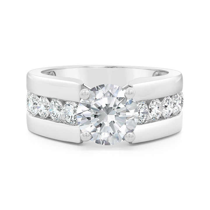 Wide Band Channel Set Diamond Engagement Ring - MR23377