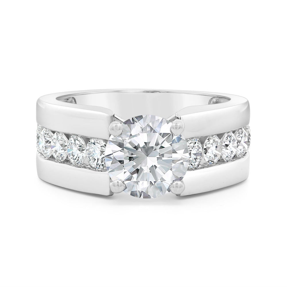 Wide Band Channel Set Diamond Engagement Ring - MR23377 - The Diamond Guys