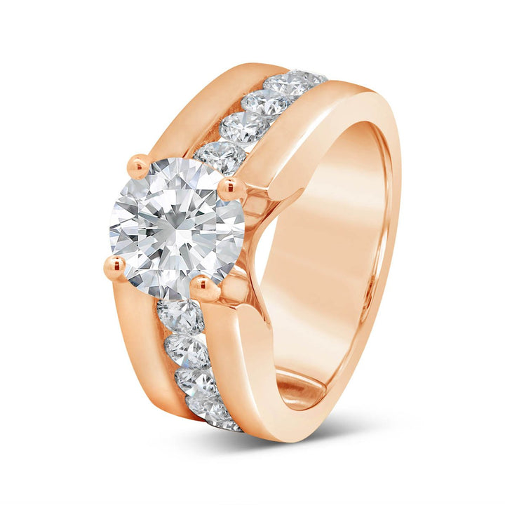 Wide Band Channel Set Diamond Engagement Ring - MR23377
