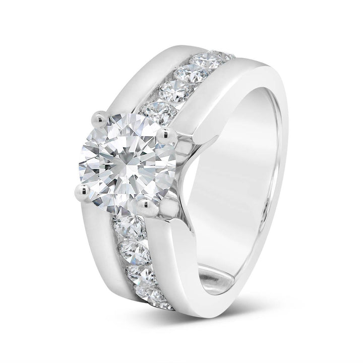 Wide Band Channel Set Diamond Engagement Ring - MR23377