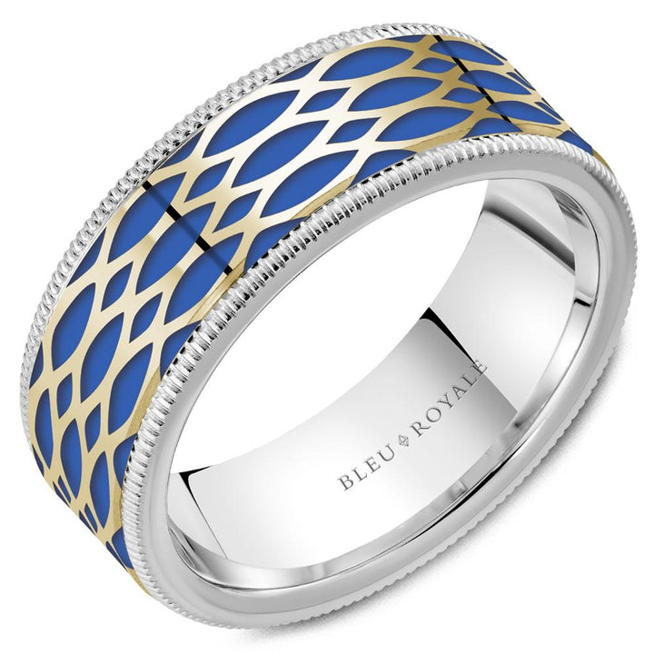 Blue Enamel Men's Wedding Band - RYL-220BYW8
