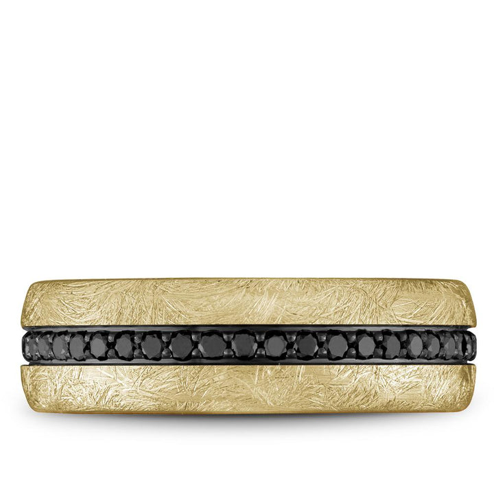 Tantalum & Gold Black Diamond 7mm Wide Men's Eternity Band - RYL-161YTBD7