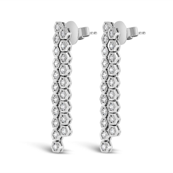 Diamond Honeycomb Two Row Dangle Earrings
