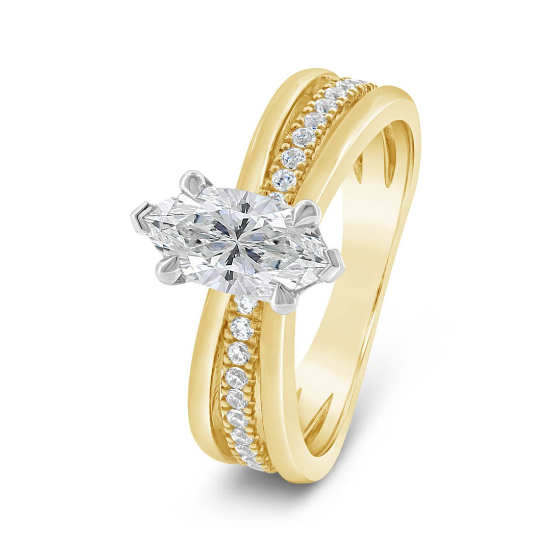 Two Tone Diamond Engagement Ring - N0392SMA-MQ
