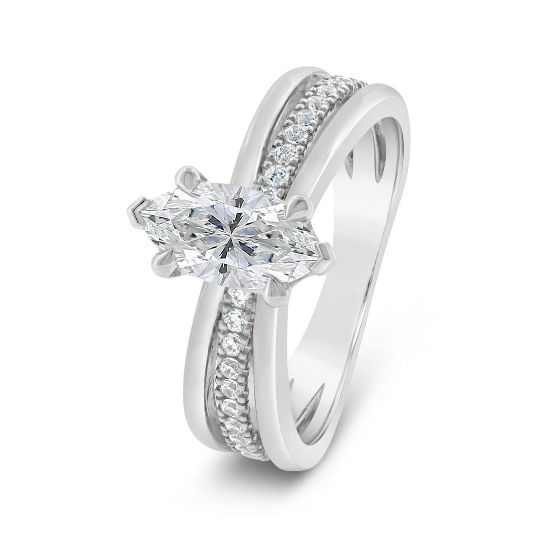 Two Tone Diamond Engagement Ring - N0392SMA-MQ