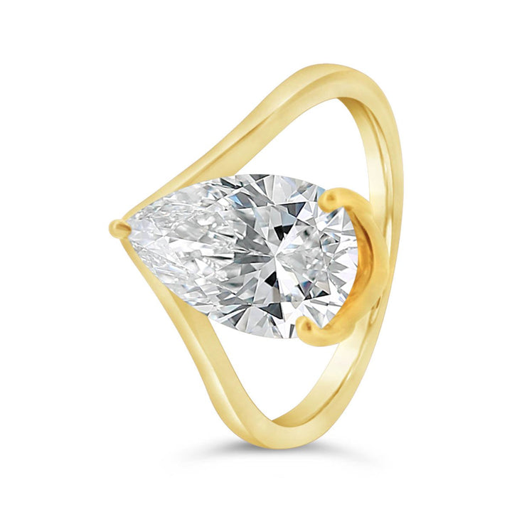 Lab Grown Pear Shaped Diamond Engagement Ring with Cert