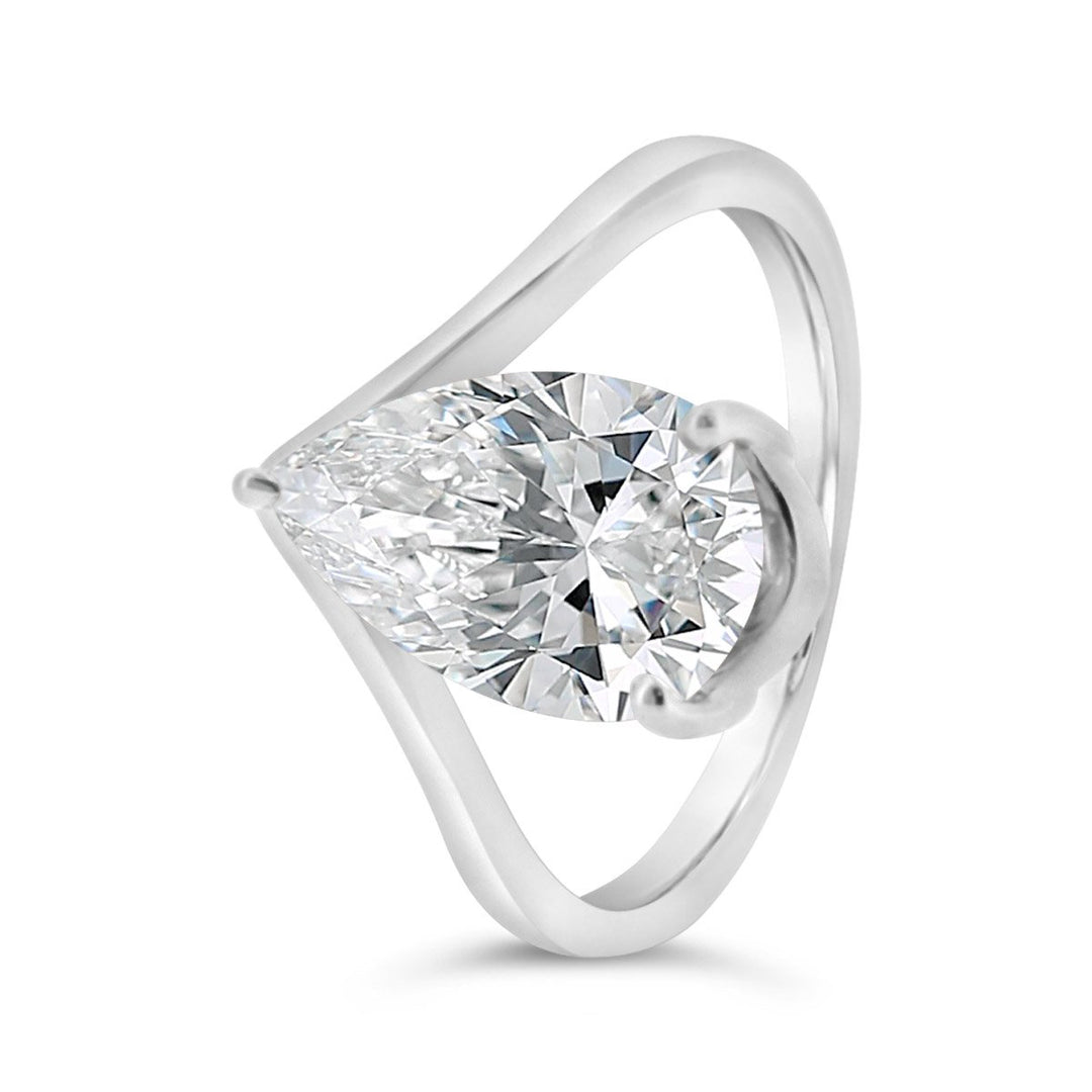 Lab Grown Pear Shaped Diamond Engagement Ring with Cert