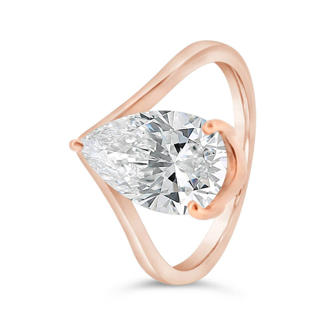 Lab Grown Pear Shaped Diamond Engagement Ring with Cert