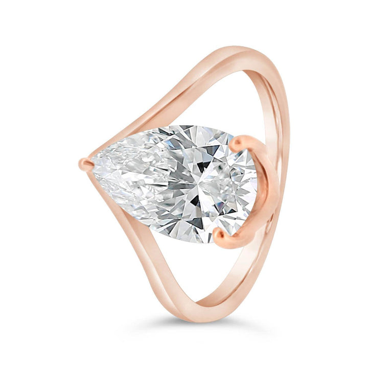 Lab Grown Pear Shaped Diamond Engagement Ring with Cert
