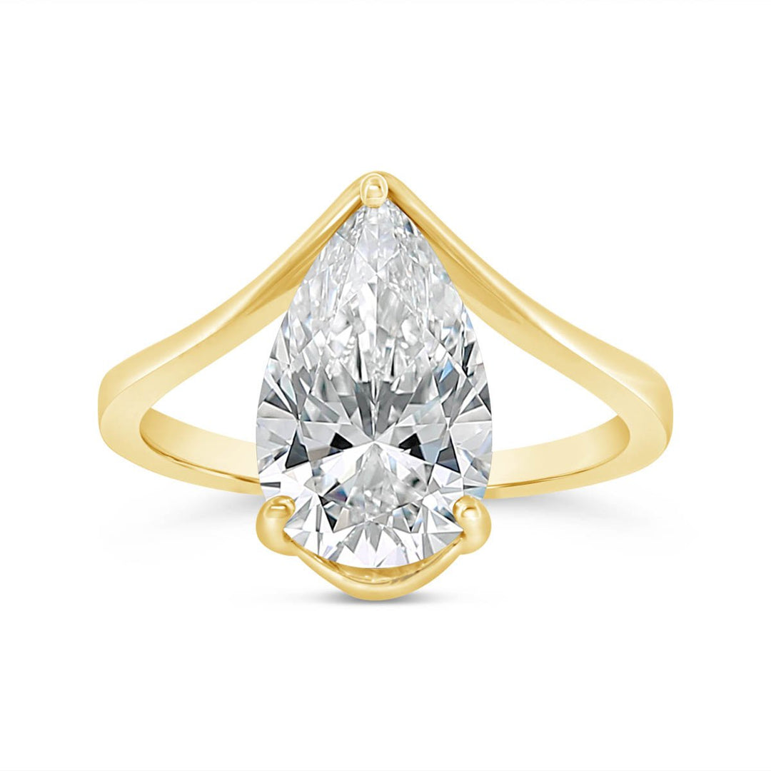 Lab Grown Pear Shaped Diamond Engagement Ring with Cert
