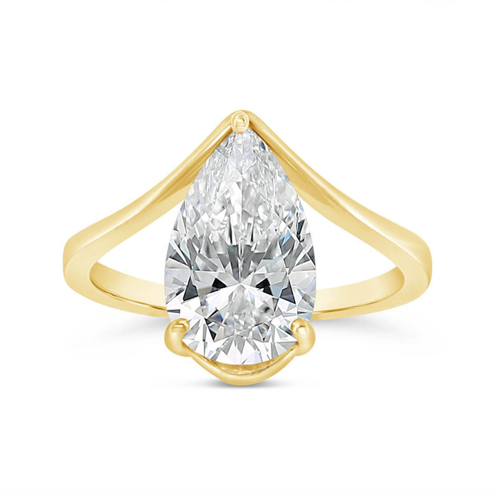 Lab Grown Pear Shaped Diamond Engagement Ring with Cert