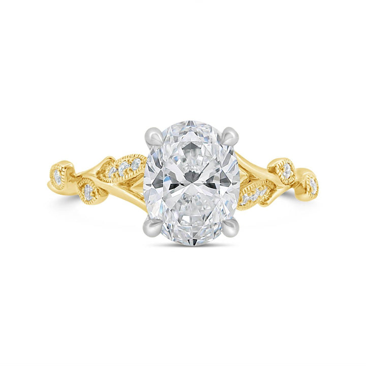 Two Tone Leaf & Vine Design Diamond Engagement Ring - N0101SMA-OV