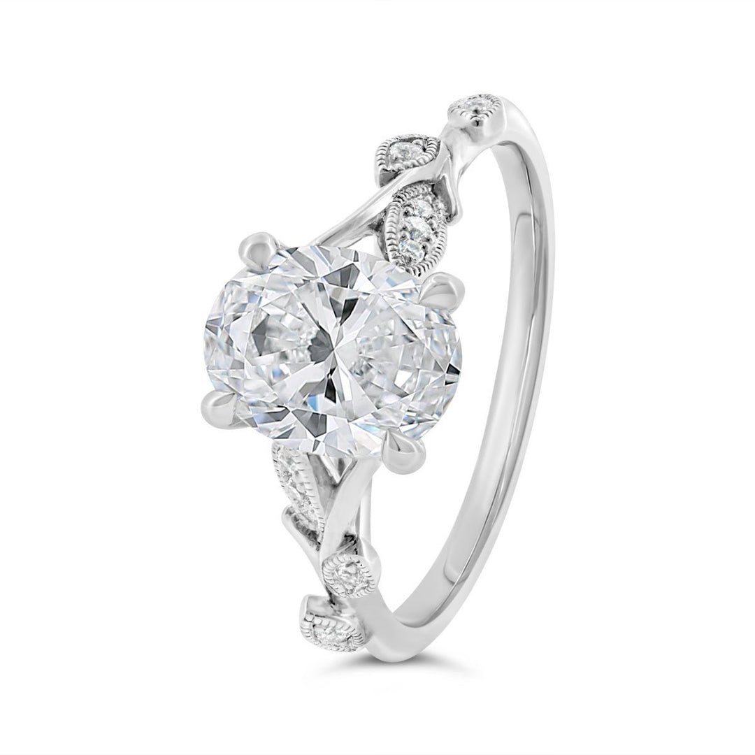Two Tone Leaf & Vine Design Diamond Engagement Ring - N0101SMA-OV