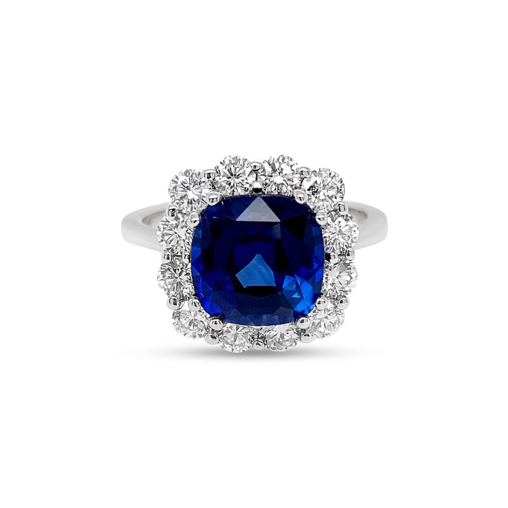 Sapphire & Diamond Halo Ring - MR92410 - The Diamond Guys