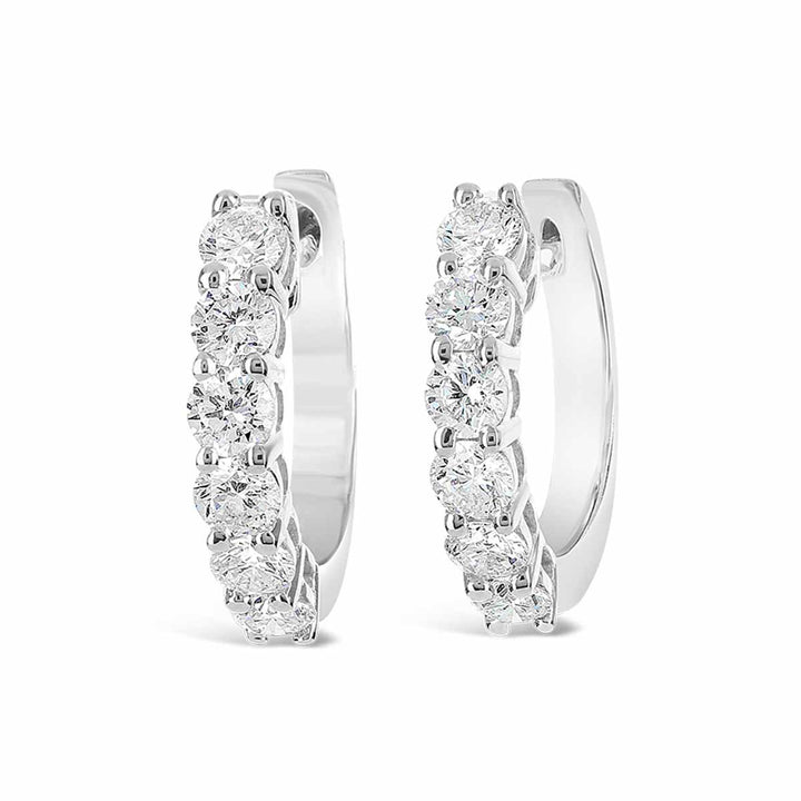 White Gold Diamond Hoop Earrings - ME0539