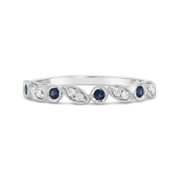 Bezel Set Milgrain Diamond & Sapphire Band  - 5R156403