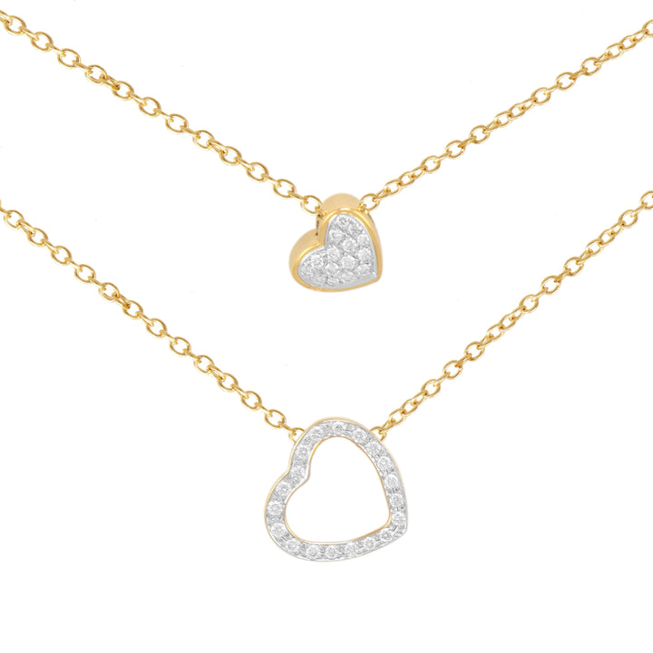 Italian K Di Kuore Diamond In & Out Hearts Necklace - K451861