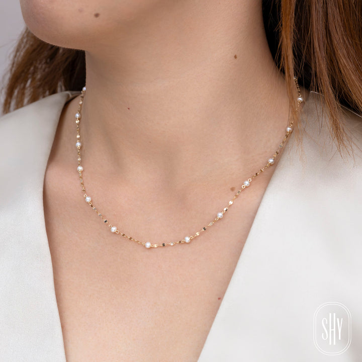 Cultured Pearls By The Yard Sparkle Chain Necklace