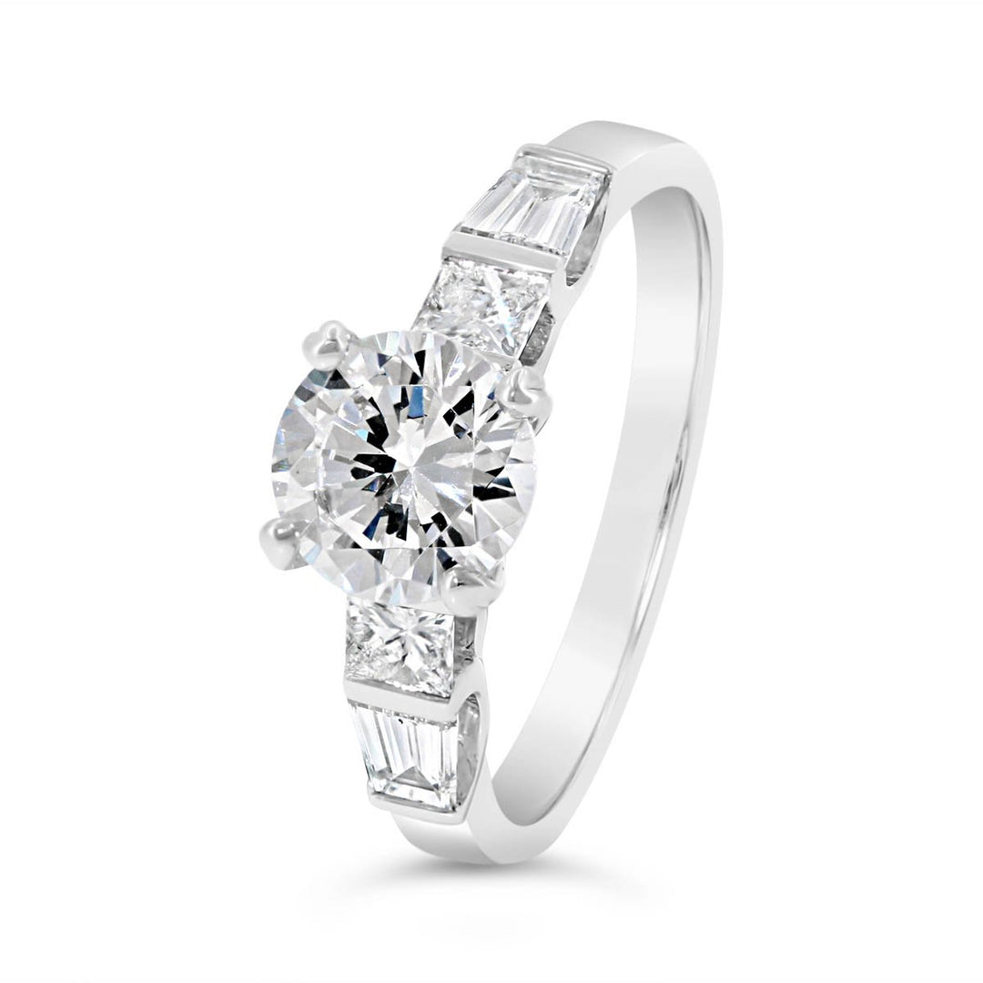 Diamond Engagement Ring with Tapered Baguettes - GR0473 - The Diamond Guys