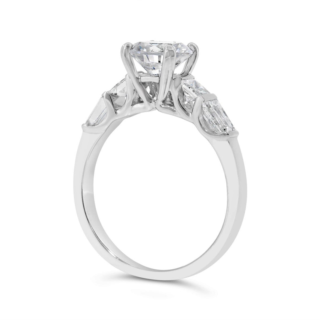 Diamond Engagement Ring with Tapered Baguettes - GR0473 - The Diamond Guys