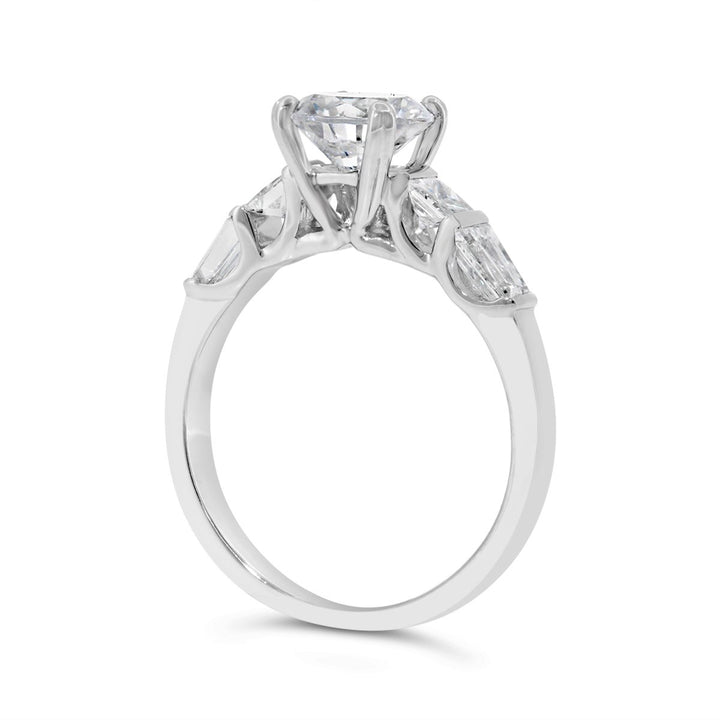 Diamond Engagement Ring with Tapered Baguettes - GR0473 - The Diamond Guys