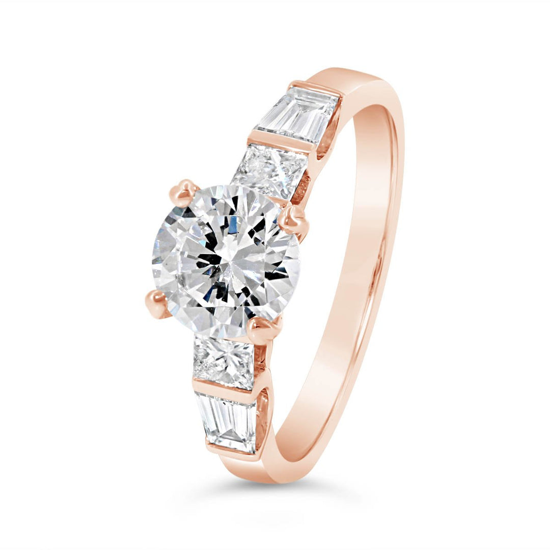 Diamond Engagement Ring with Tapered Baguettes - GR0473 - The Diamond Guys