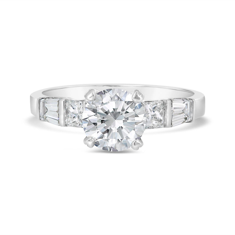 Diamond Engagement Ring with Tapered Baguettes - GR0473 - The Diamond Guys