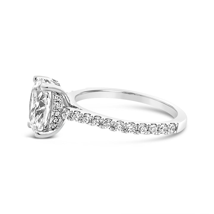Pave Diamond Engagement Ring with Hidden Halo