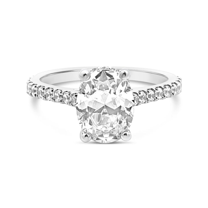 Pave Diamond Engagement Ring with Hidden Halo