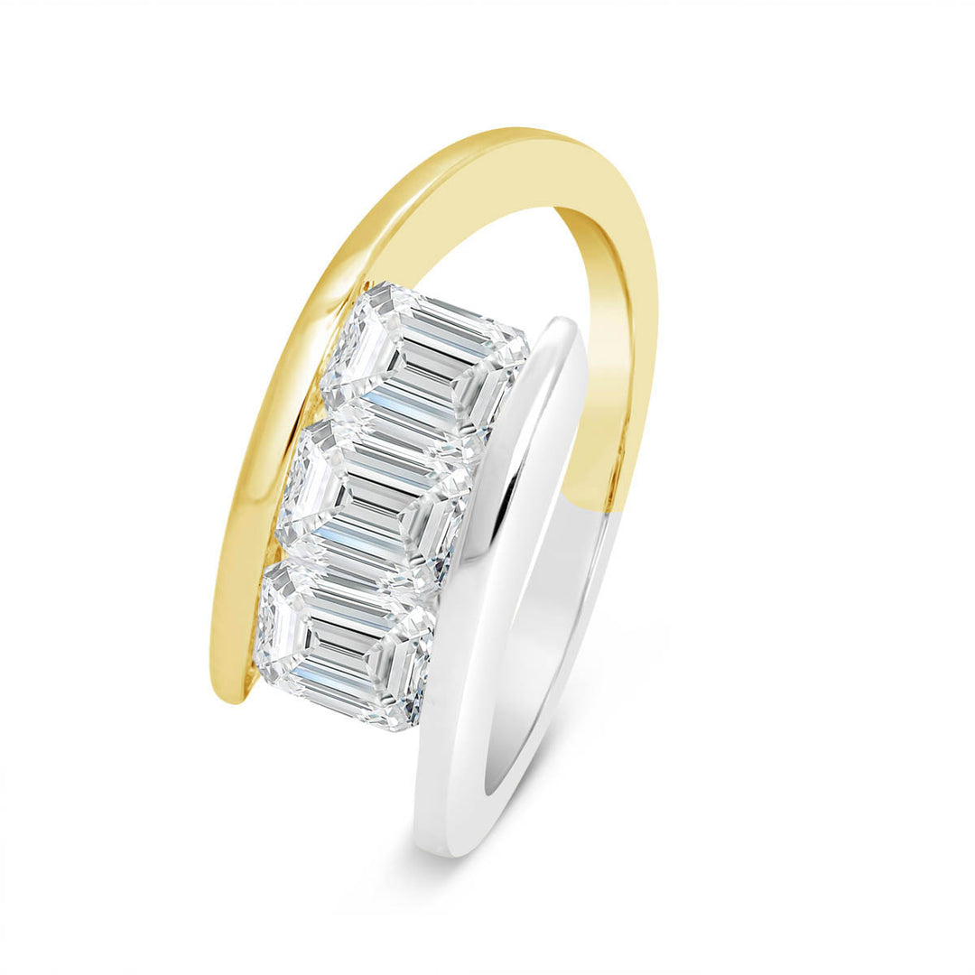 Two Tone Emerald Cut Lab Grown Diamond Fashion Band - AV-1200LR