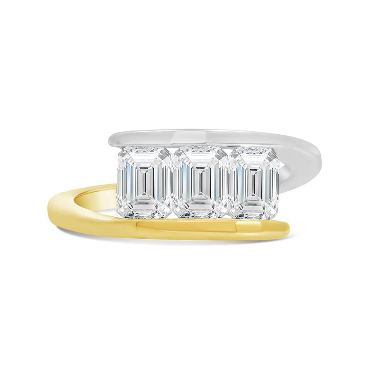 Two Tone Emerald Cut Lab Grown Diamond Fashion Band - AV-1200LR