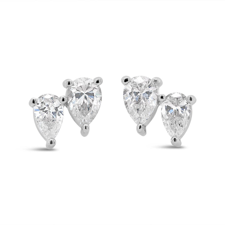 White Gold Pear Shape Diamond Stud Earrings - AE2811 - The Diamond Guys