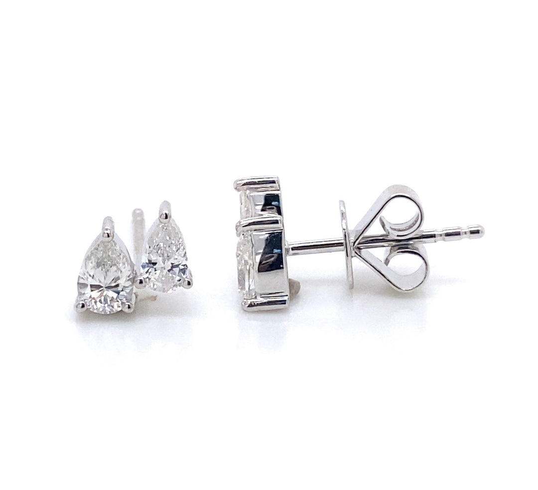 White Gold Pear Shape Diamond Stud Earrings - AE2811 - The Diamond Guys
