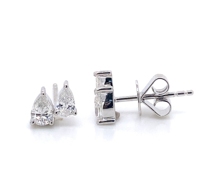 White Gold Pear Shape Diamond Stud Earrings - AE2811 - The Diamond Guys