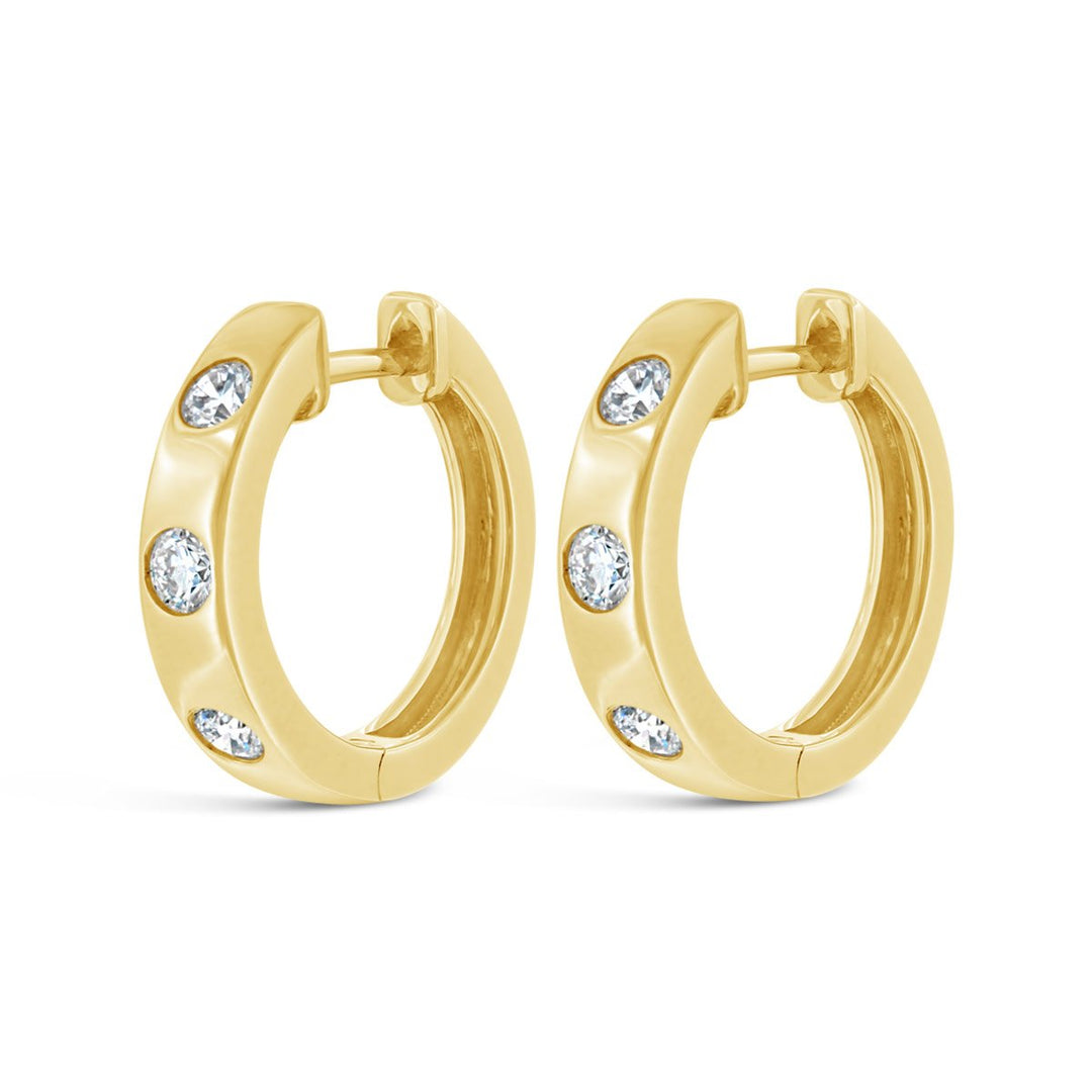 Flush Set Diamond Hoop Earrings