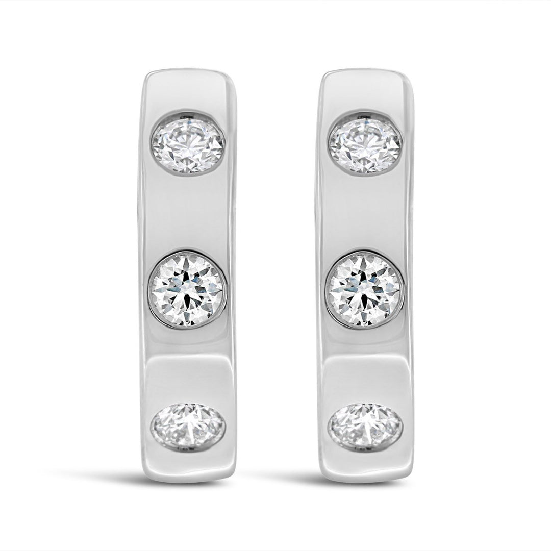 Flush Set Diamond Hoop Earrings