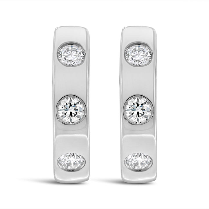 Flush Set Diamond Hoop Earrings