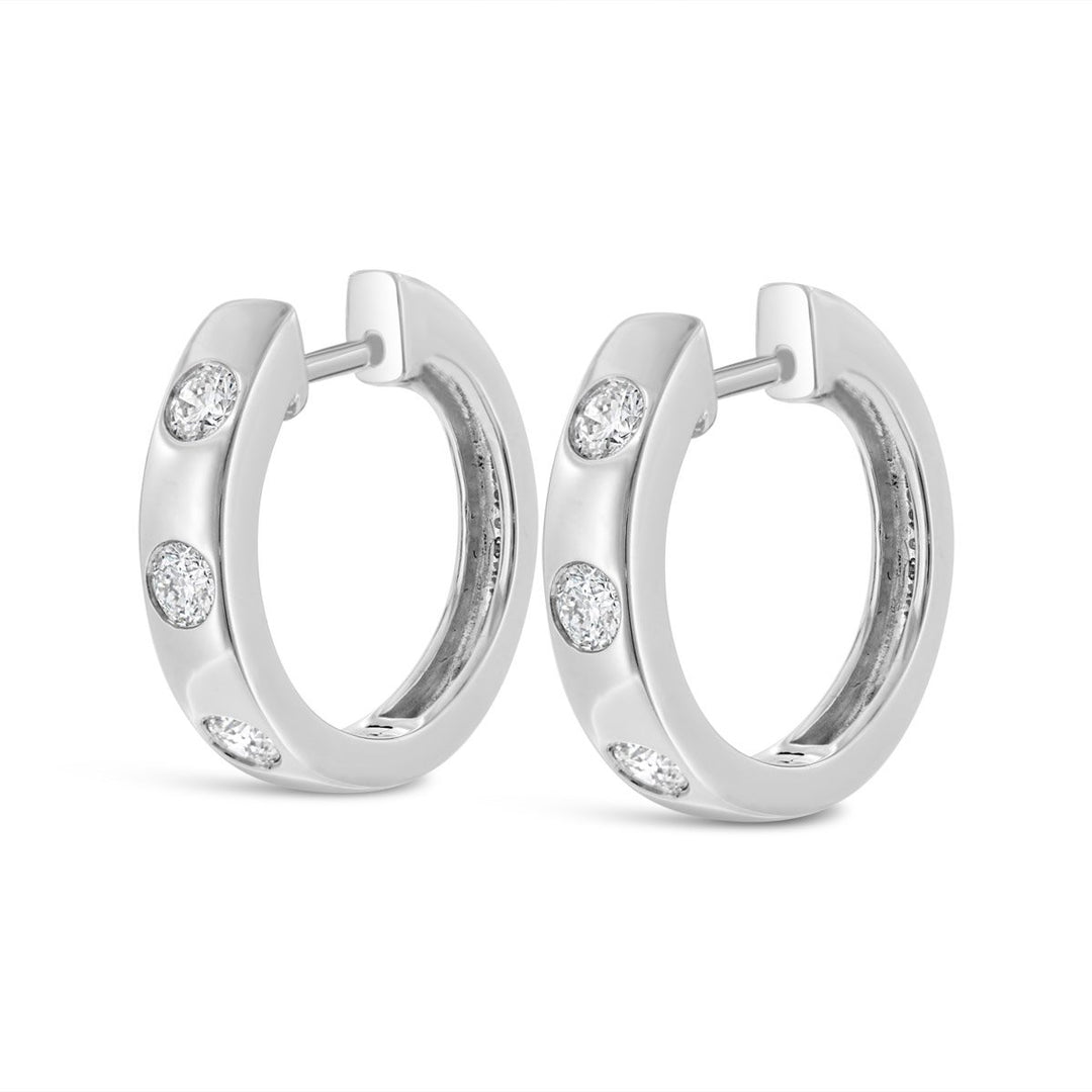 Flush Set Diamond Hoop Earrings