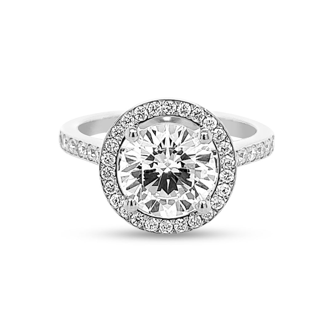 Round Halo Pave Diamond Engagement Ring - The Diamond Guys