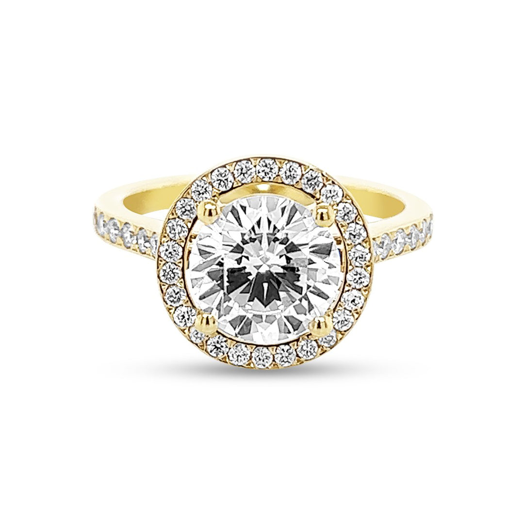 Round Halo Pave Diamond Engagement Ring - The Diamond Guys