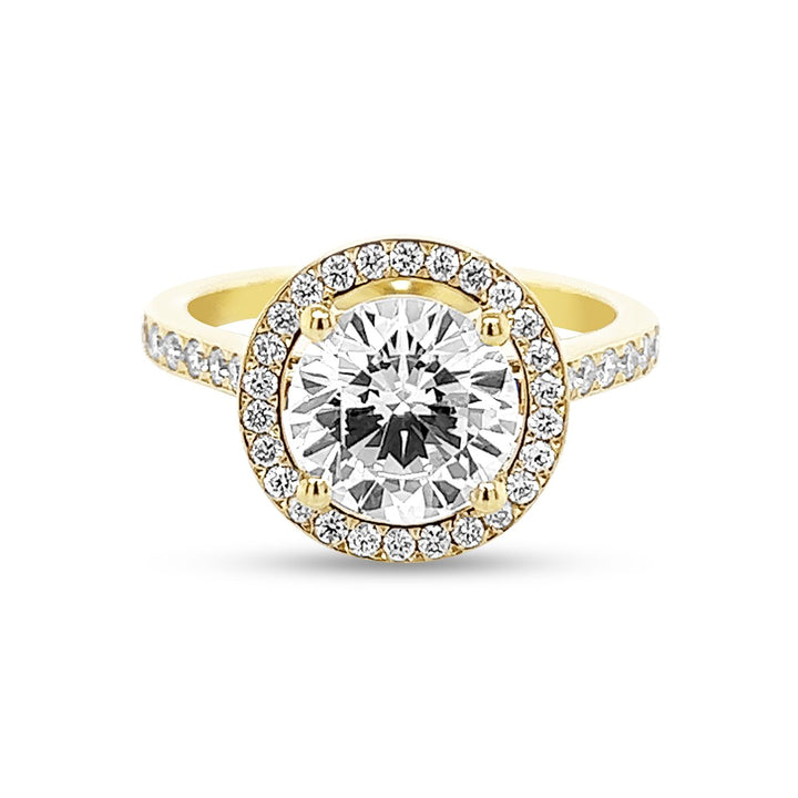 Round Halo Pave Diamond Engagement Ring - The Diamond Guys