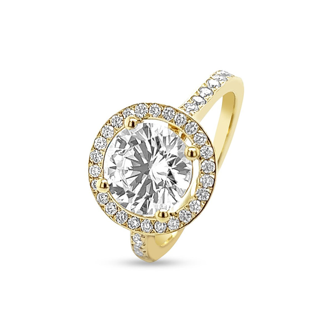 Round Halo Pave Diamond Engagement Ring - The Diamond Guys