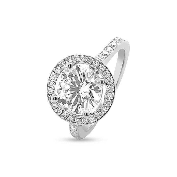 Round Halo Pave Diamond Engagement Ring - The Diamond Guys