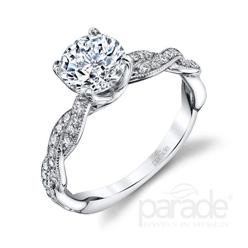 Parade Design Pave Diamond Twisted Band  Engagement Ring - The Diamond Guys