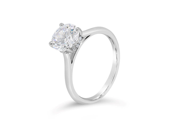 Solitaire Hidden Halo Diamond Engagement Ring - The Diamond Guys